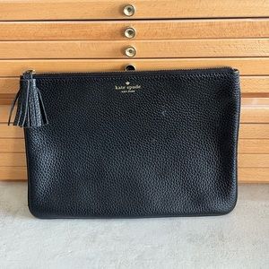Kate Spade Pebbled Leather Clutch, handbag, Black